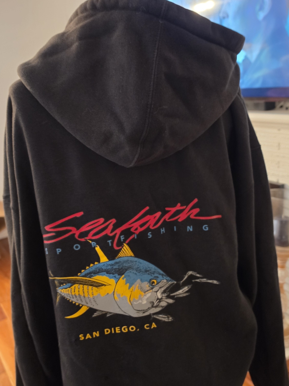Seaforth Sportfishing Black Graphic Hoodie with Tuna